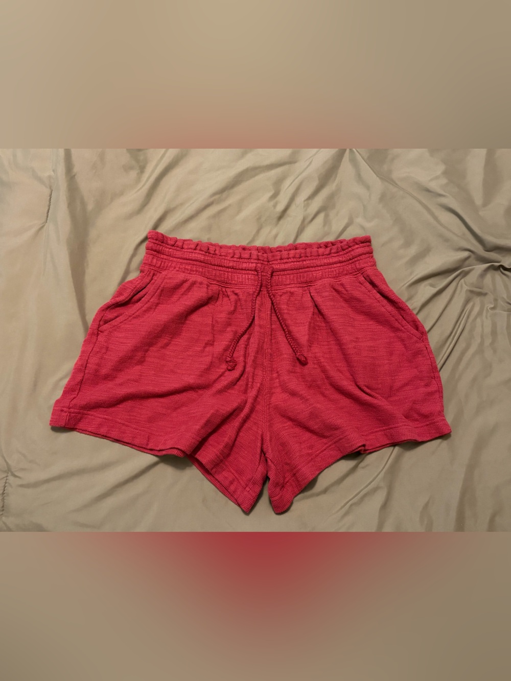 Aerie High-Waisted Endless Summer Waffle Knit Lounge Shorts Burgundy - Size M